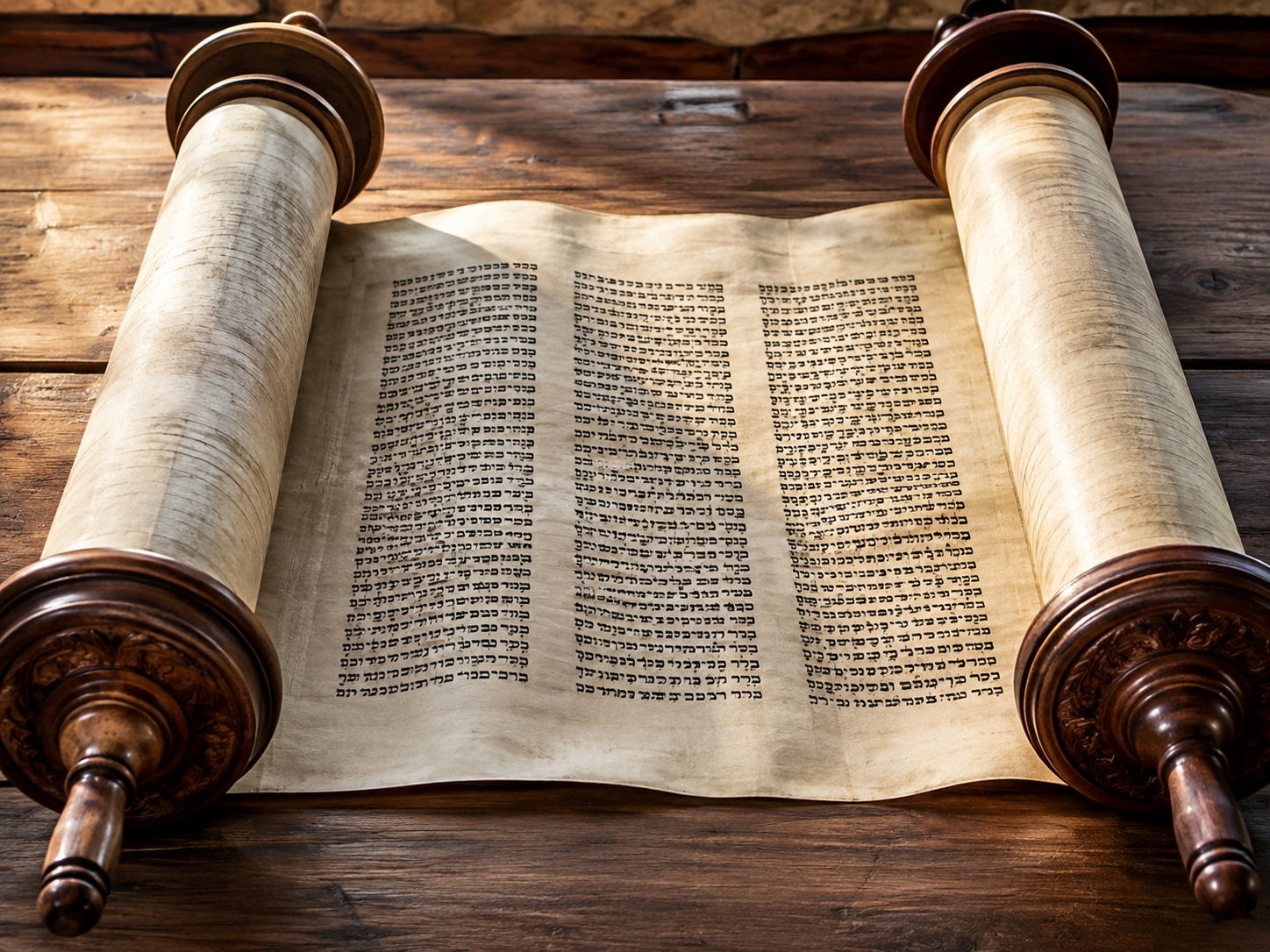 Torah scroll representing the Law within God’s covenant story fulfilled in Christ.