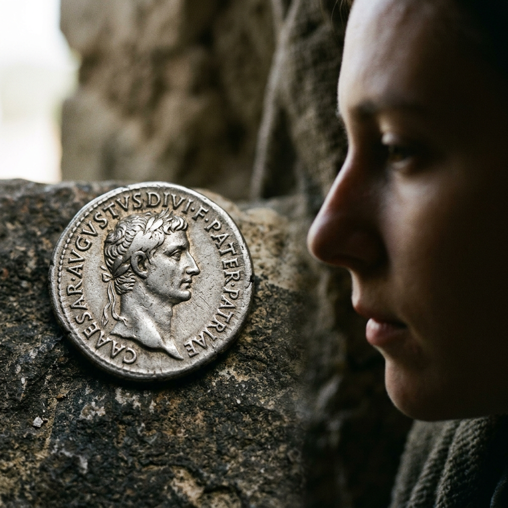 Roman coin illustrating Jesus’ teaching about Caesar and Christian allegiance in Matthew 22.
